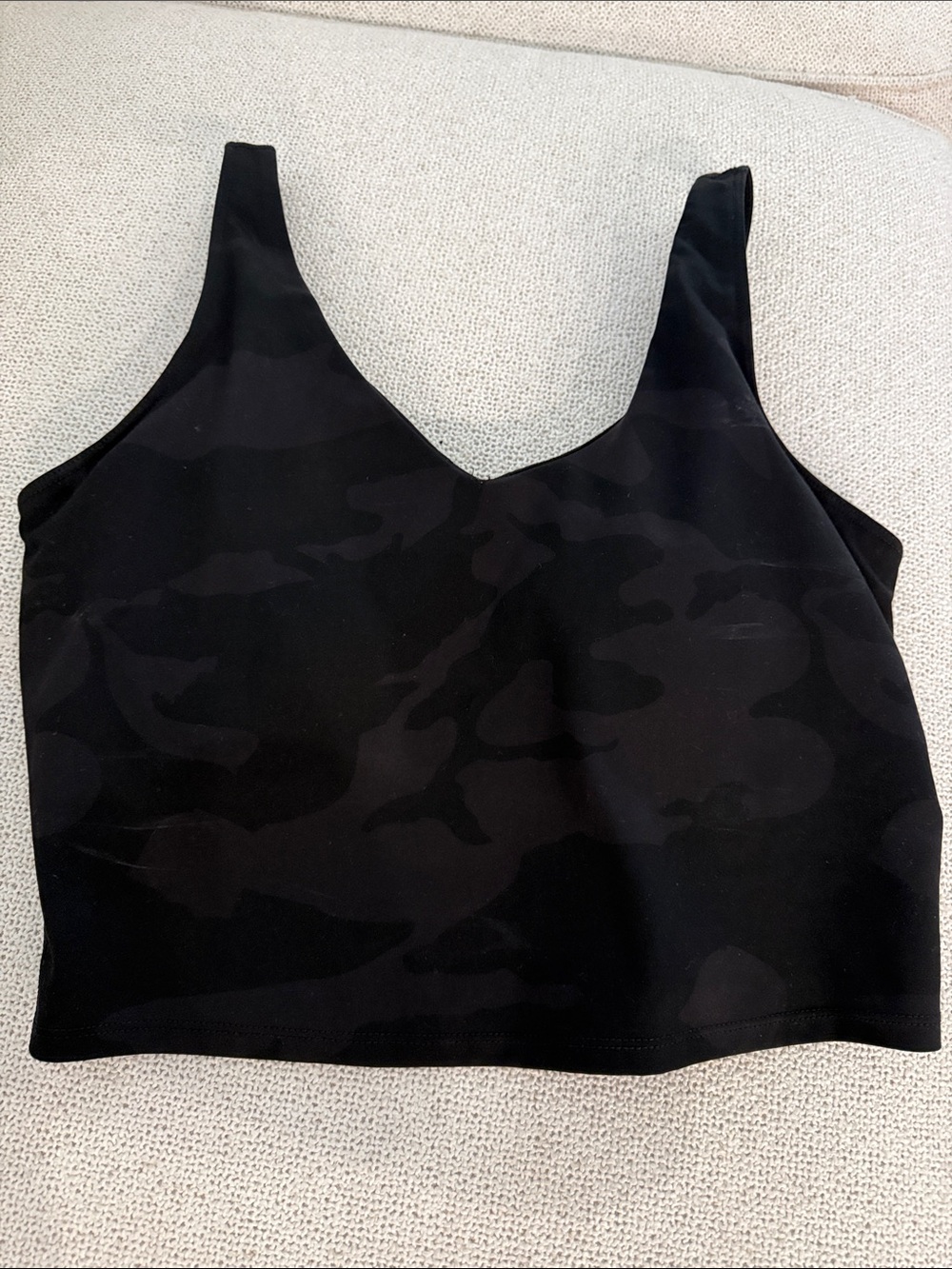 90 Degree By Reflex Black Camo V-Neck Crop Tank
